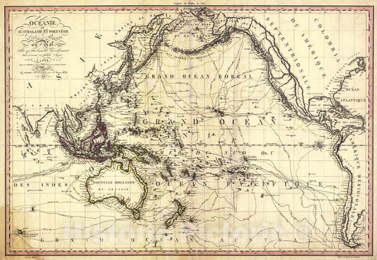 Historic Map : 1819 Oceanie ou Australasie et Polynesie : Vintage Wall Art