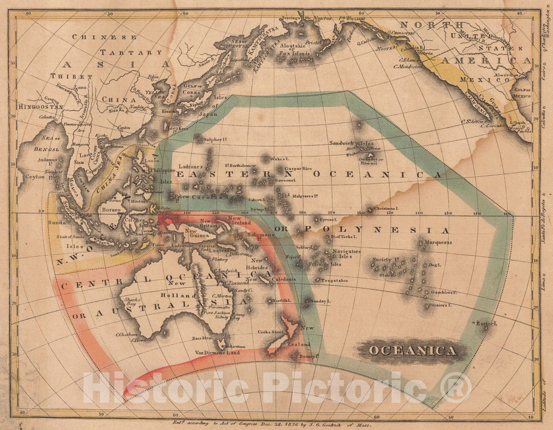 Historic Map : 1826 Oceanica : Vintage Wall Art