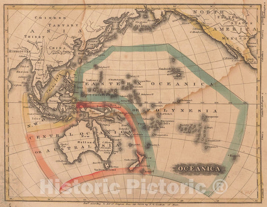 Historic Map : 1826 Oceanica : Vintage Wall Art
