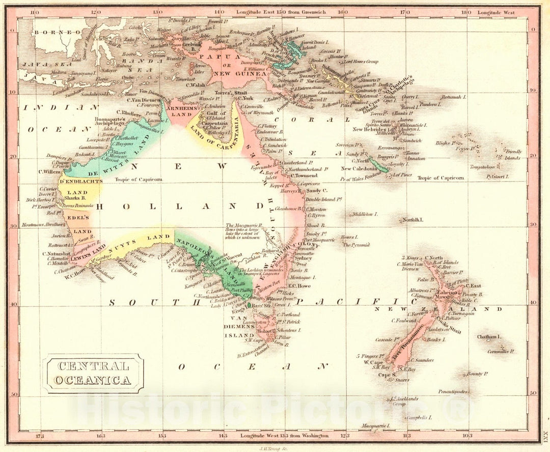 Historic Map : 1830 Central Oceanica : Vintage Wall Art