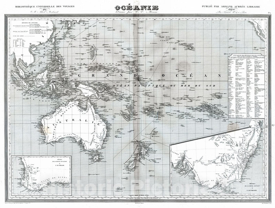 Historic Map : 1837 Oceanie : Vintage Wall Art