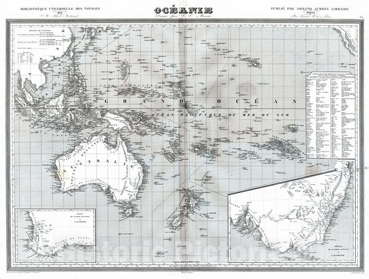 Historic Map : 1837 Oceanie : Vintage Wall Art