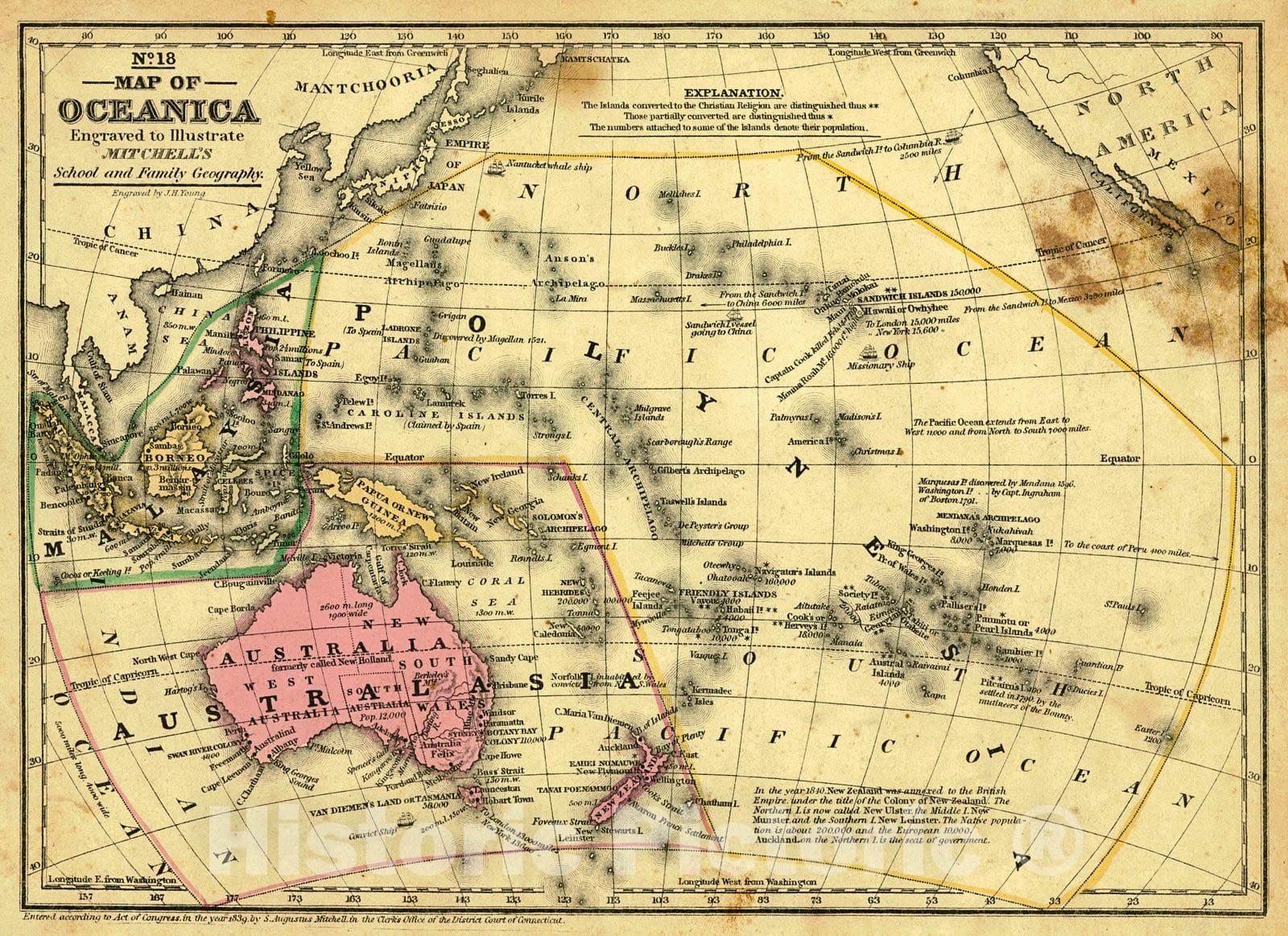 Historic Map : 1839 Map of Oceanica  : Vintage Wall Art