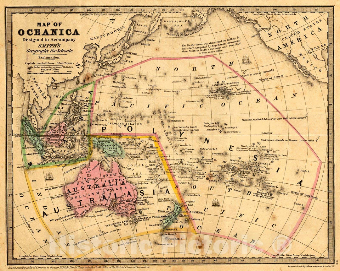 Historic Map : 1844 Map of Oceanica : Vintage Wall Art
