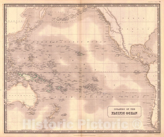 Historic Map : 1845 Islands in the Pacific Ocean : Vintage Wall Art