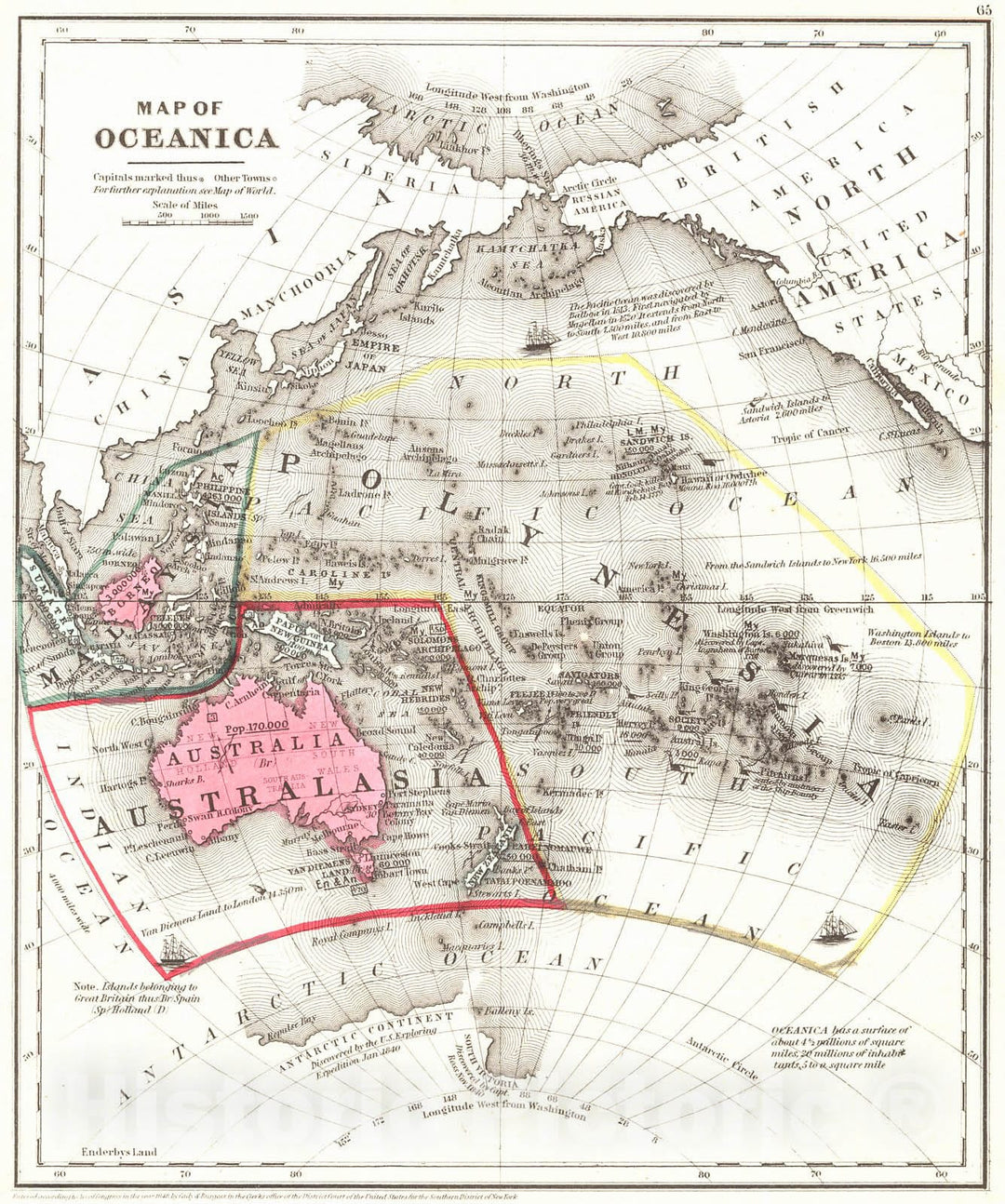 Historic Map : 1850 Map of Oceanica : Vintage Wall Art