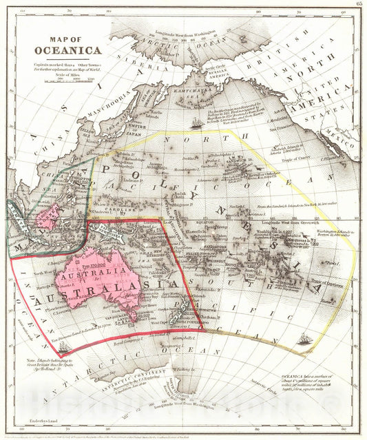 Historic Map : 1850 Map of Oceanica : Vintage Wall Art