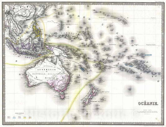 Historic Map : 1856 Oceanie : Vintage Wall Art