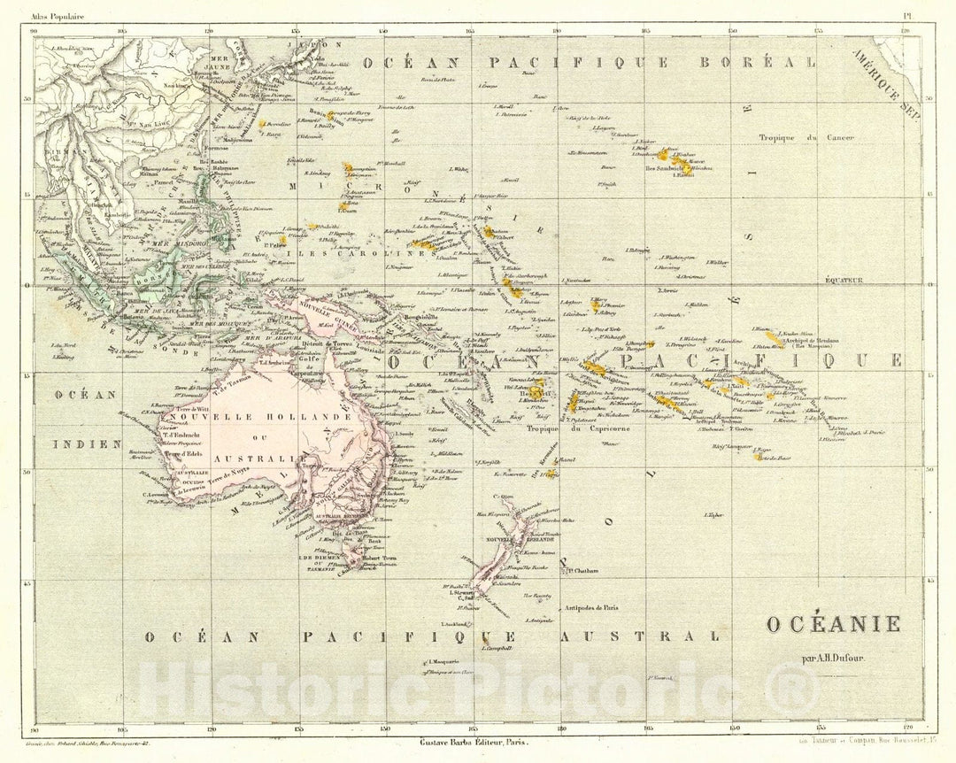Historic Map : 1856 Oceanie : Vintage Wall Art