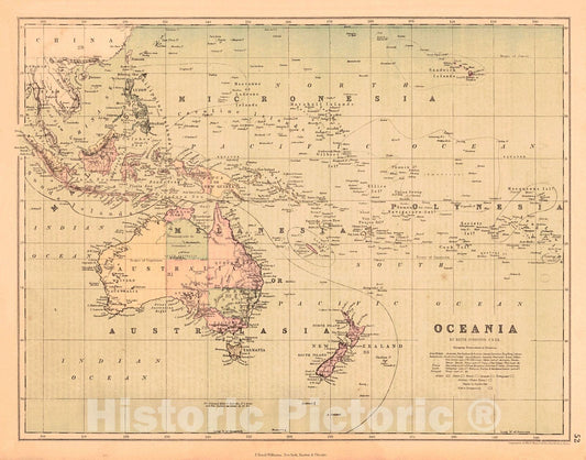 Historic Map : 1860 Oceania : Vintage Wall Art