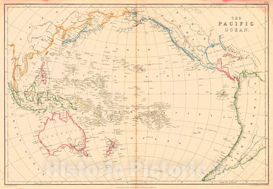 Historic Map : 1860 The Pacific Ocean : Vintage Wall Art