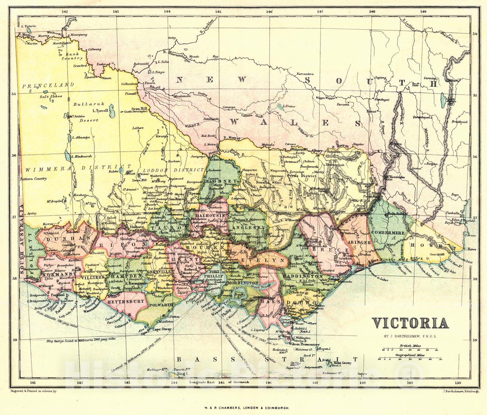 Historic Map : 1864 Victoria : Vintage Wall Art