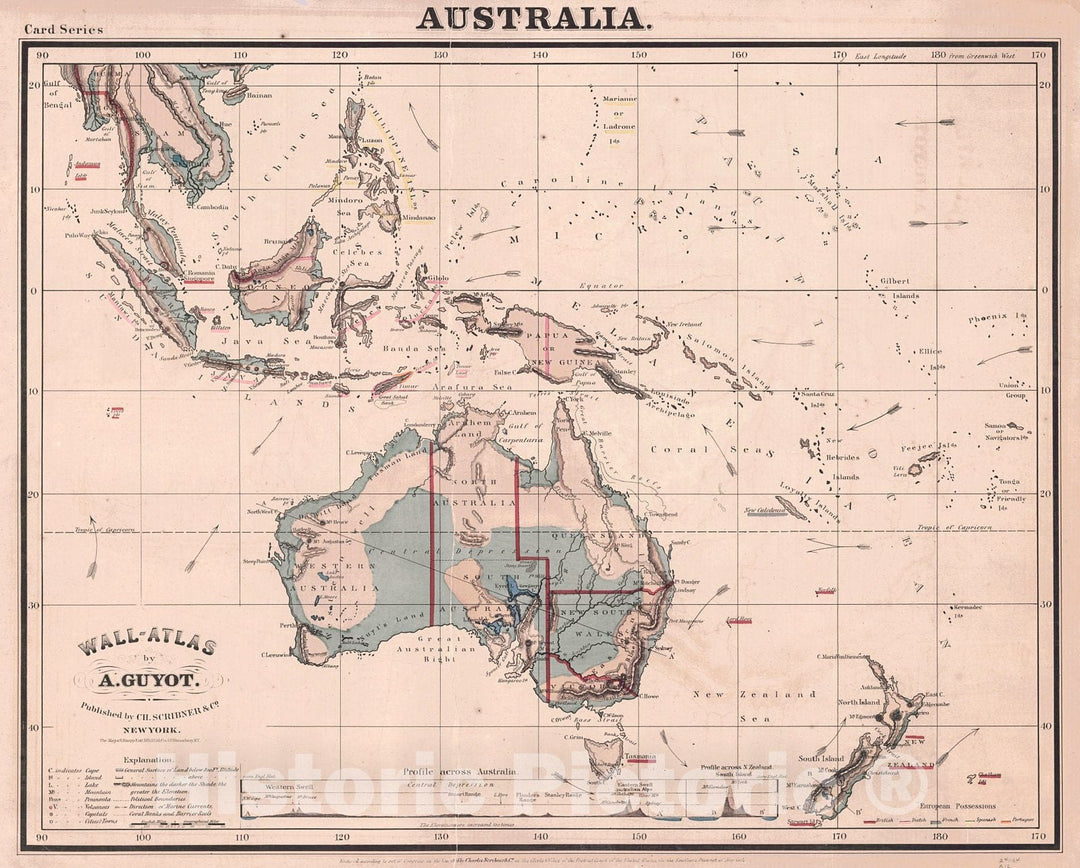 Historic Map : 1866 Austrialia : Vintage Wall Art