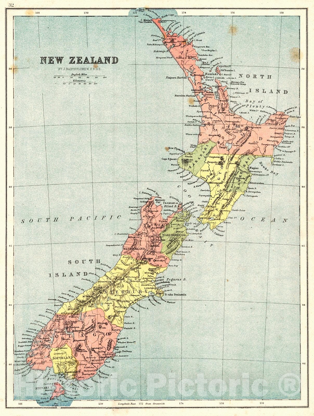 Historic Map : 1870 New Zealand : Vintage Wall Art