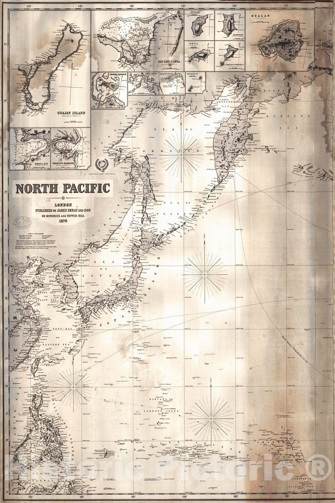 Historic Map : 1876 North Pacific : Vintage Wall Art
