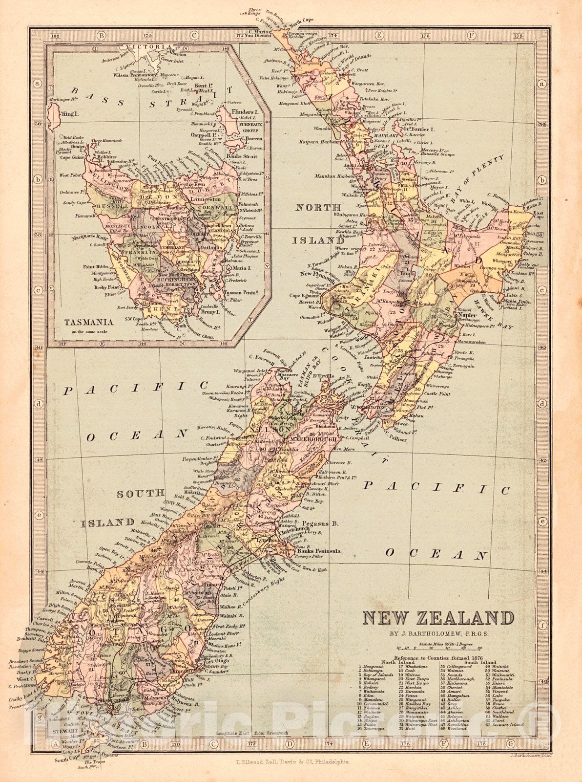 Historic Map : 1881 New Zealand : Vintage Wall Art