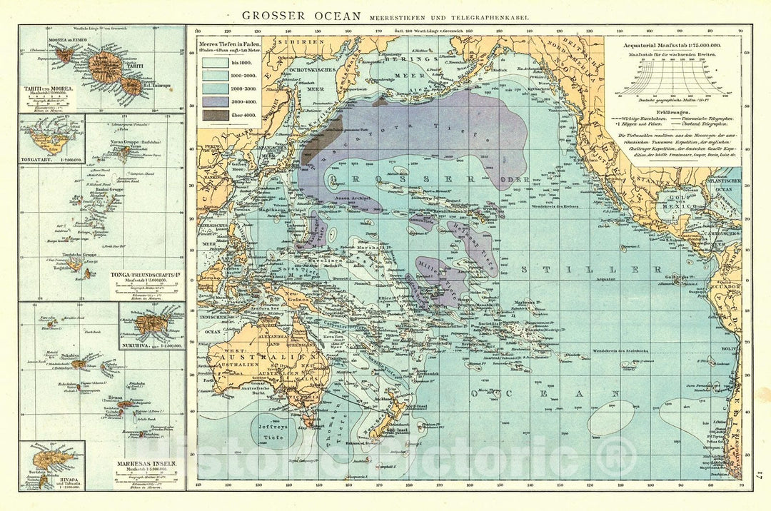 Historic Map : 1881 Grosser Ocean : Vintage Wall Art