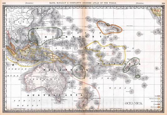 Historic Map : 1884 Oceanica : Vintage Wall Art