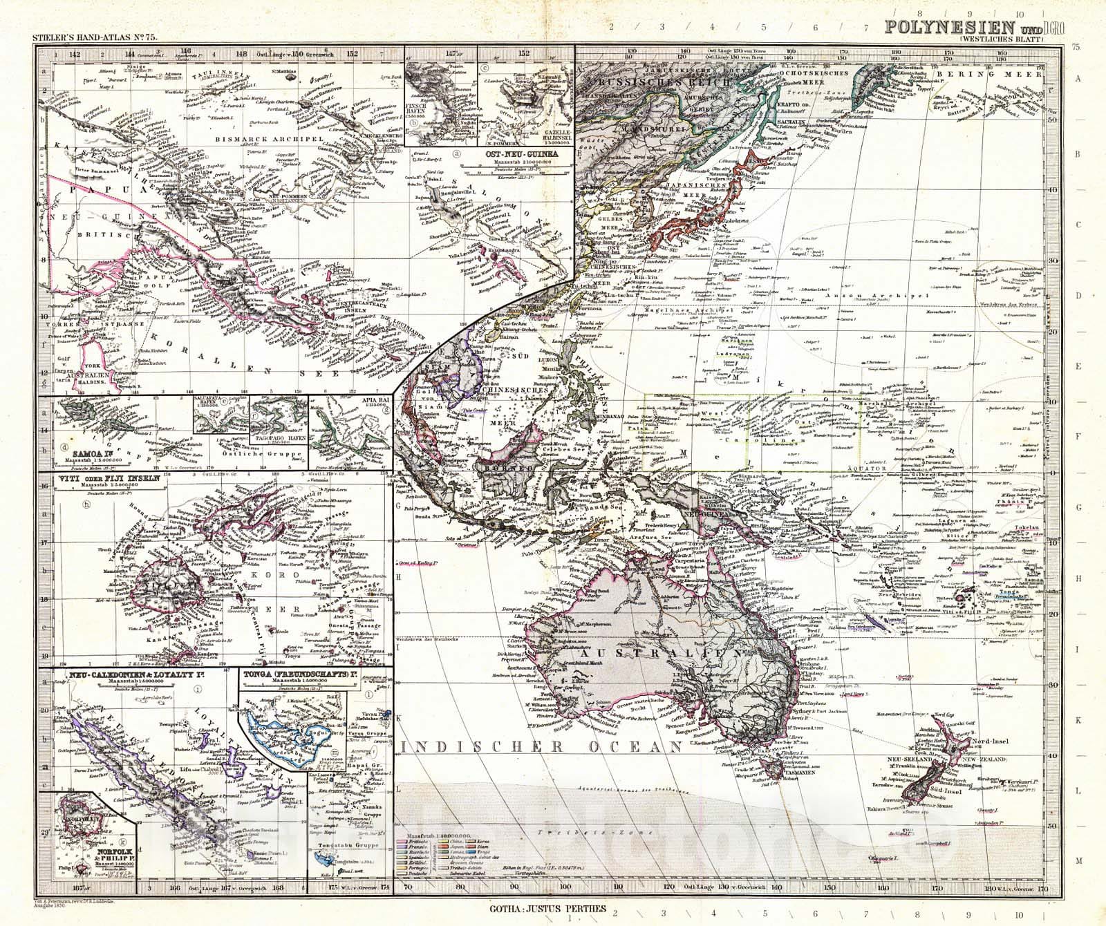 Historic Map : 1891 Polynesien : Vintage Wall Art
