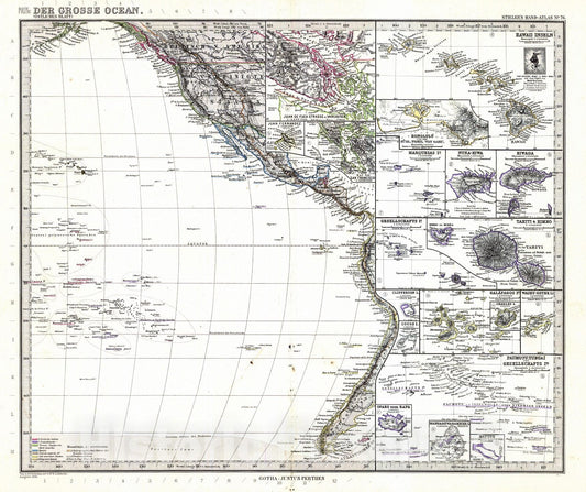 Historic Map : 1891 Der Grosse Ocean : Vintage Wall Art