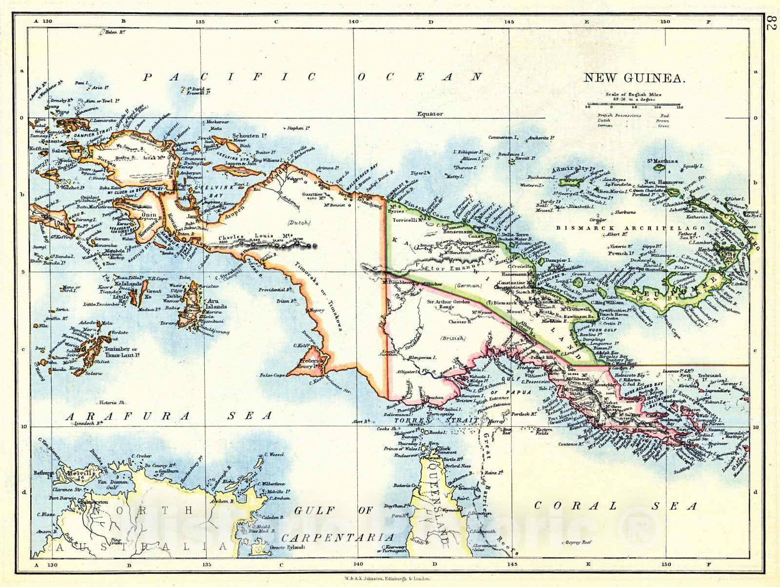 Historic Map : 1897 New Guinea : Vintage Wall Art