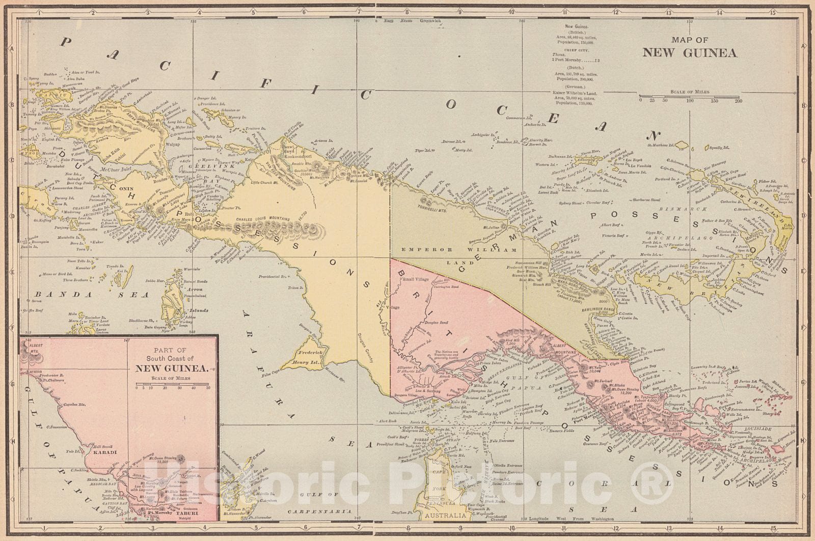 Historic Map : 1899 Map of New Guinea : Vintage Wall Art
