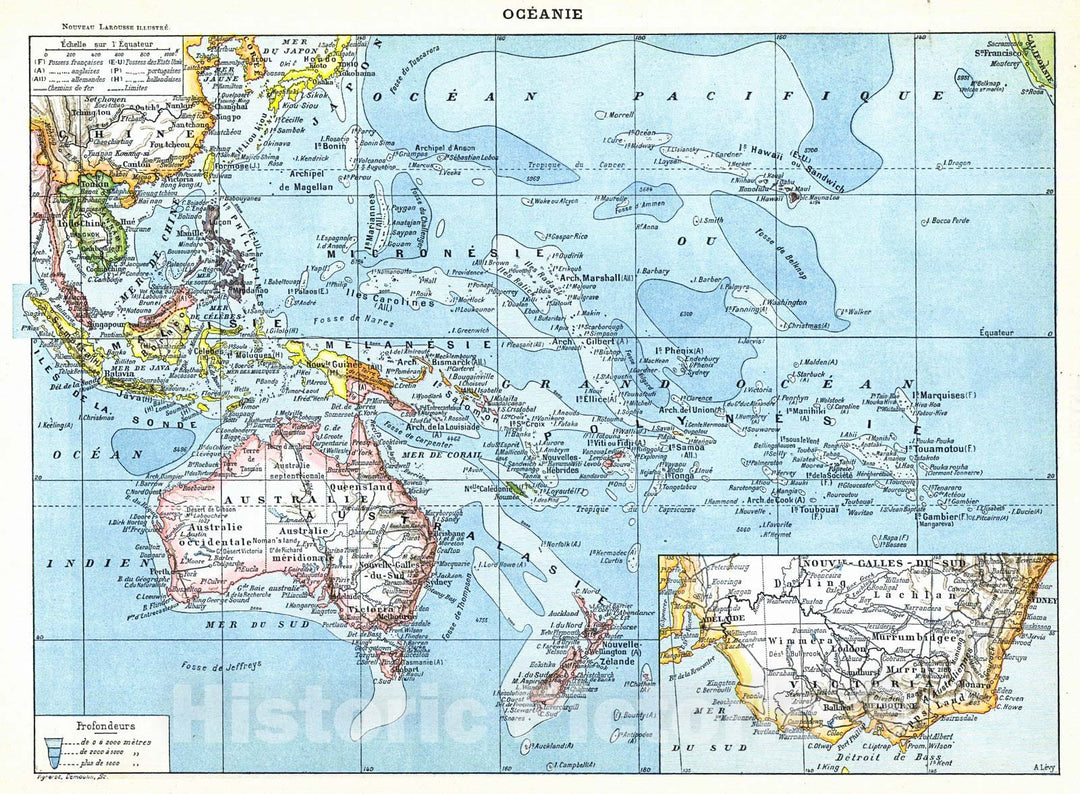 Historic Map : 1901 Oceanie : Vintage Wall Art