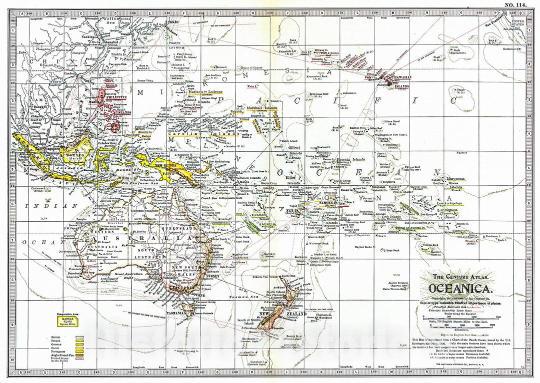 Historic Map : 1902 Oceanica : Vintage Wall Art