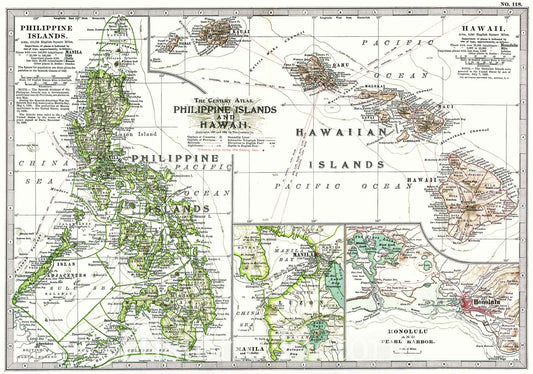 Historic Map : 1902 Philippine Islands and Hawaii : Vintage Wall Art