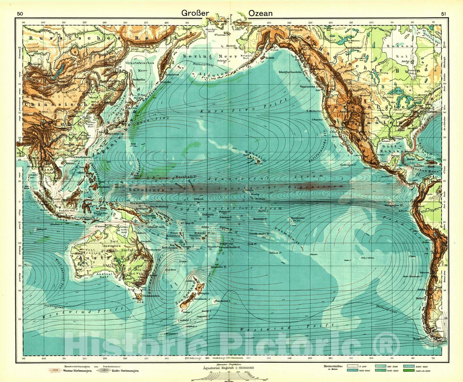 Historic Map : 1931 Grober Ozean : Vintage Wall Art