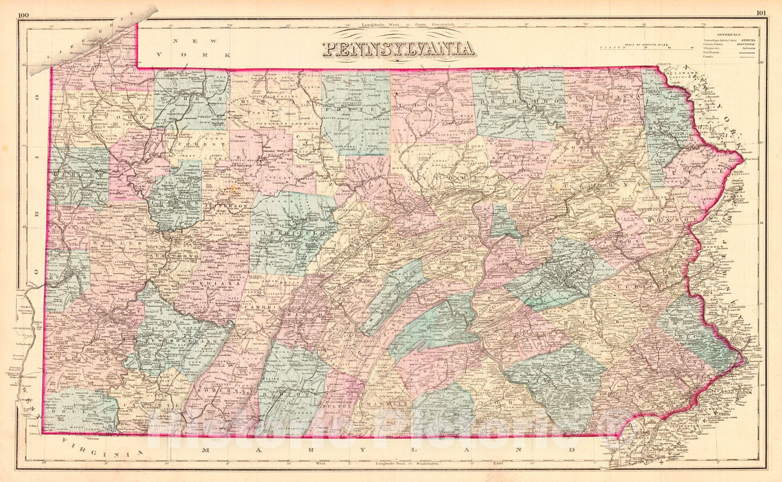 Historic Map : 1873 Pennsylvania : Vintage Wall Art