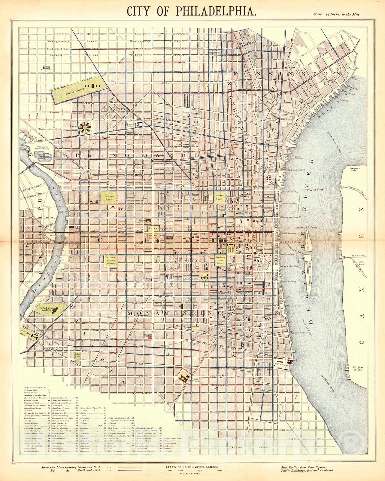 Historic Map : 1884 City of Philadelphia : Vintage Wall Art