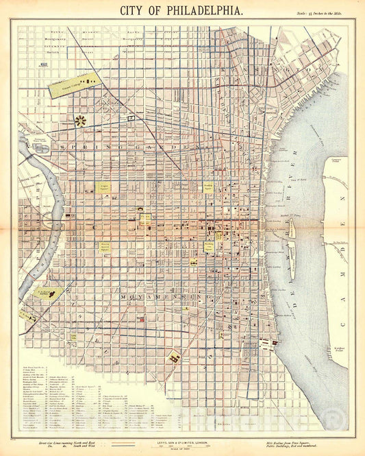 Historic Map : 1884 City of Philadelphia : Vintage Wall Art