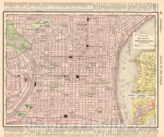 Historic Map : 1895 Map of the Main Portion of Philadelphia : Vintage Wall Art