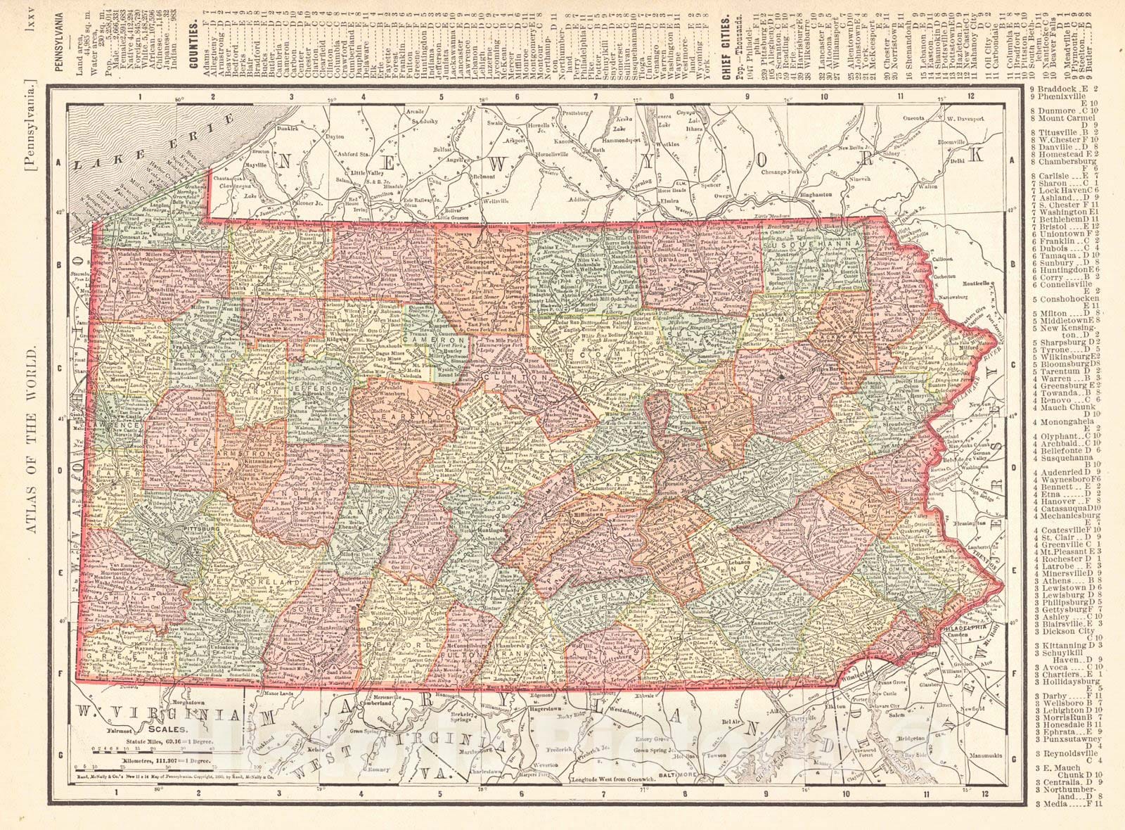 Historic Map : 1898 Pennsylvania : Vintage Wall Art