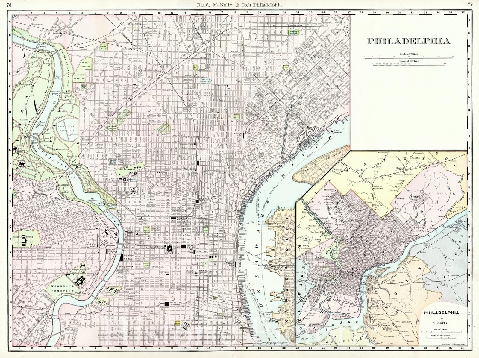 Historic Map : 1900 Philadelphia with Philadelphia and vicinity inset : Vintage Wall Art