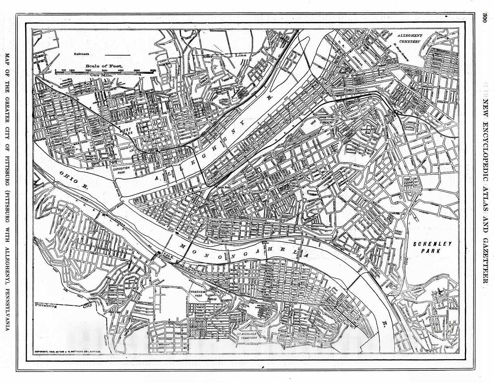Historic Map : 1909 Map of the Greater City of Pittsburgh, Pennsylvania  : Vintage Wall Art