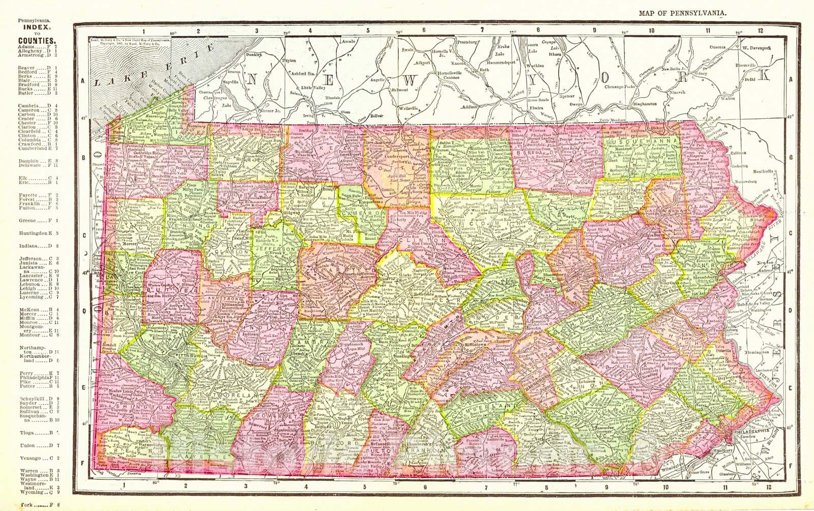 Historic Map : 1913 Pennsylvania : Vintage Wall Art