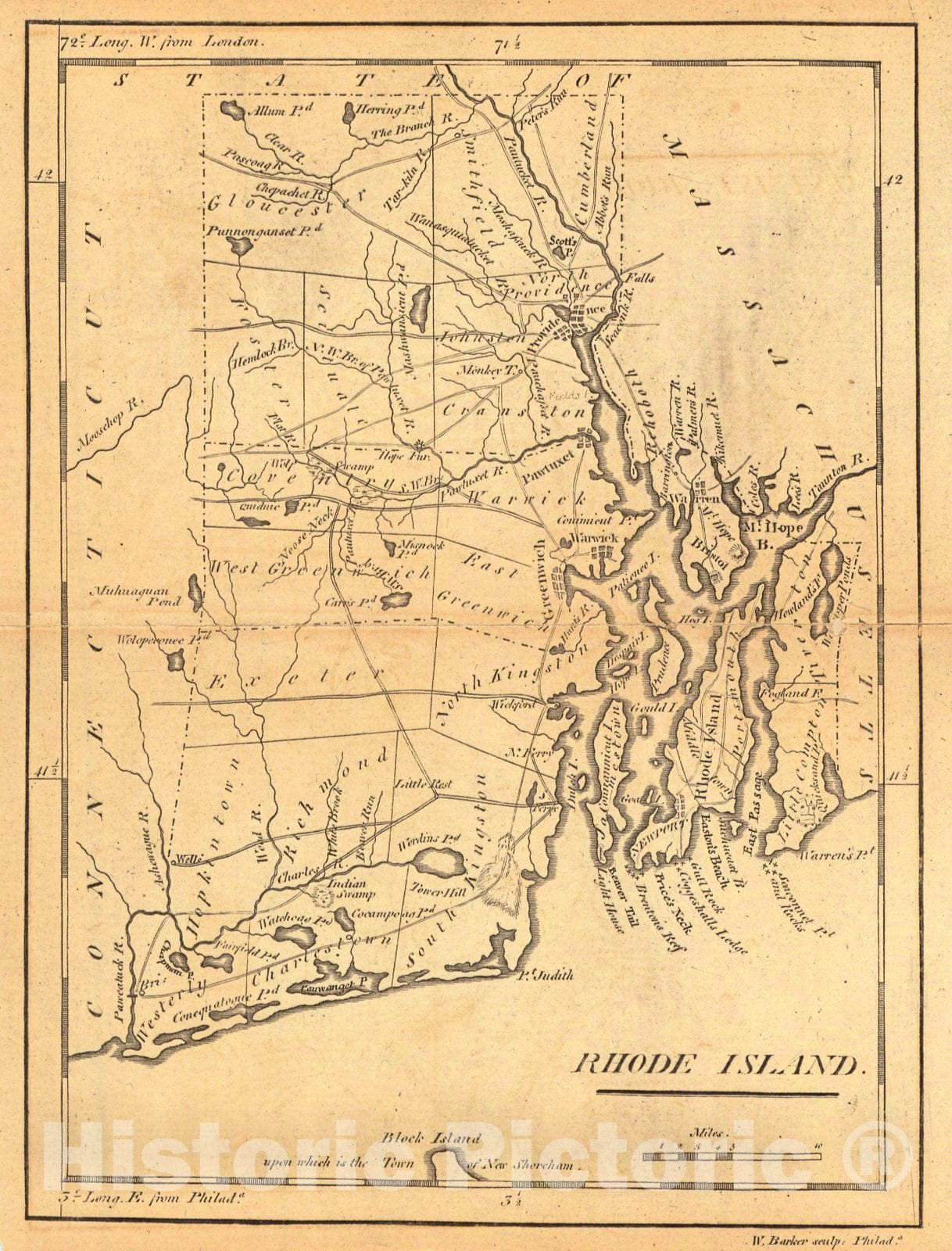 Historic Map : 1814 Rhode Island : Vintage Wall Art