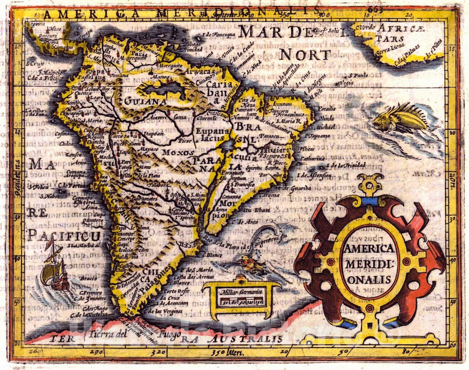 Historic Map : 1621 America Meridionalis : Vintage Wall Art