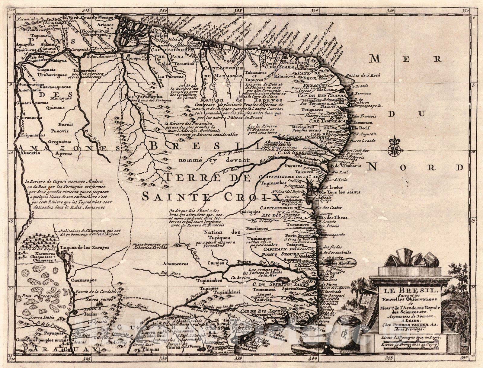 Historic Map : 1720 Le Bresil : Vintage Wall Art