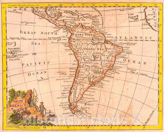 Historic Map : 1771 South America : Vintage Wall Art