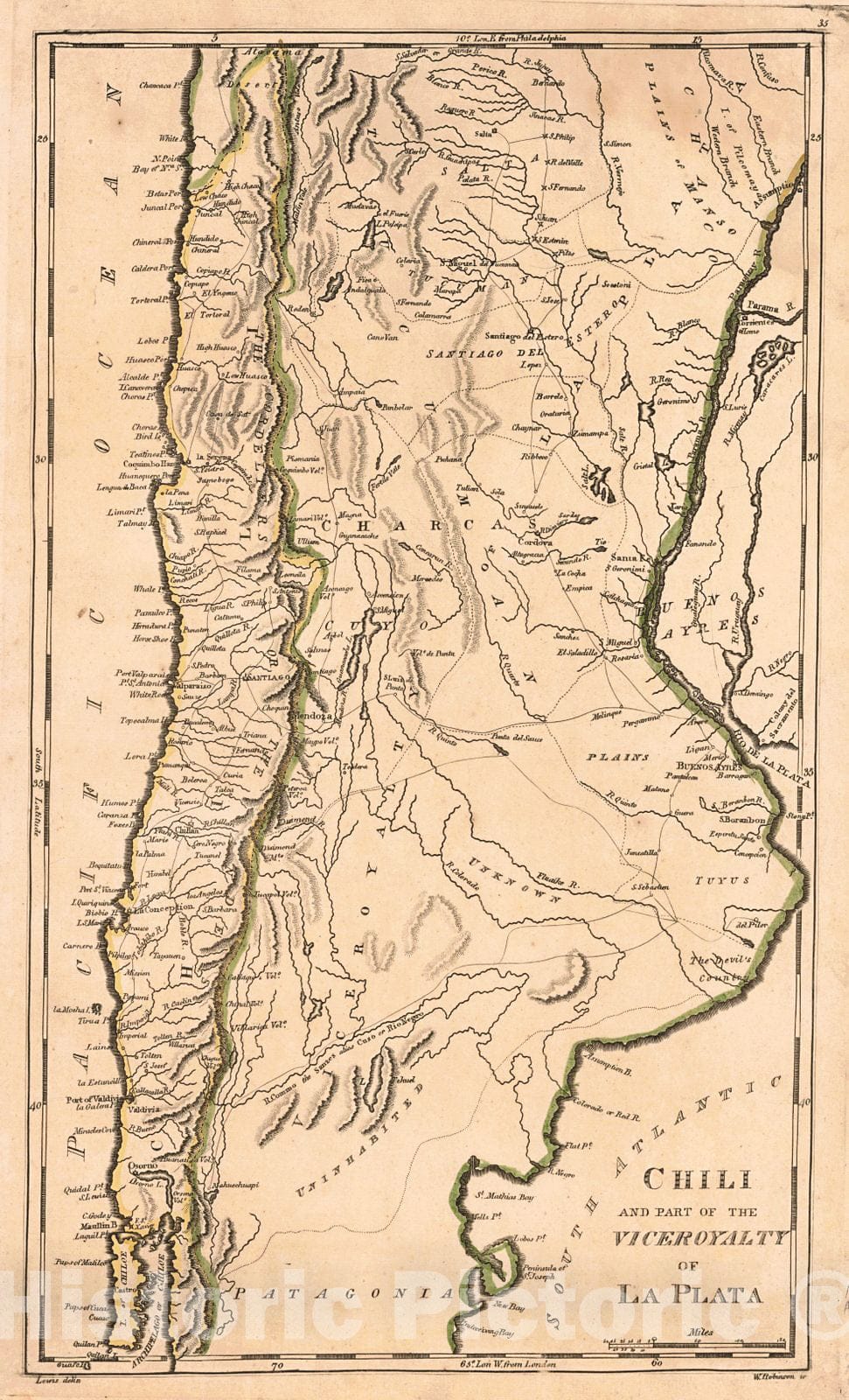 Historic Map : 1814 Chili and Part of the Viceroyalty of La Plata : Vintage Wall Art