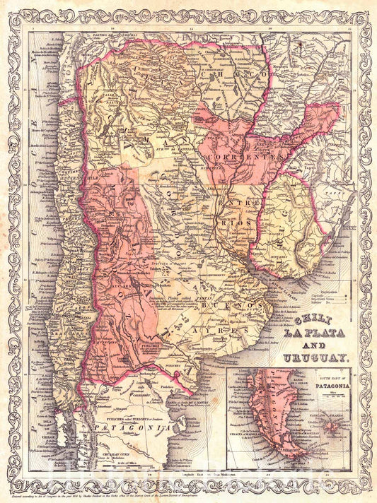 Historic Map : 1857 Chilli, La Plata and Uruguay : Vintage Wall Art