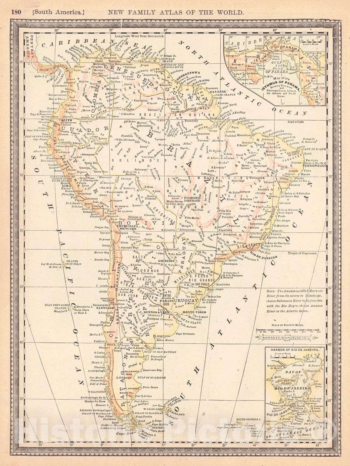 Historic Map : 1890 South America : Vintage Wall Art
