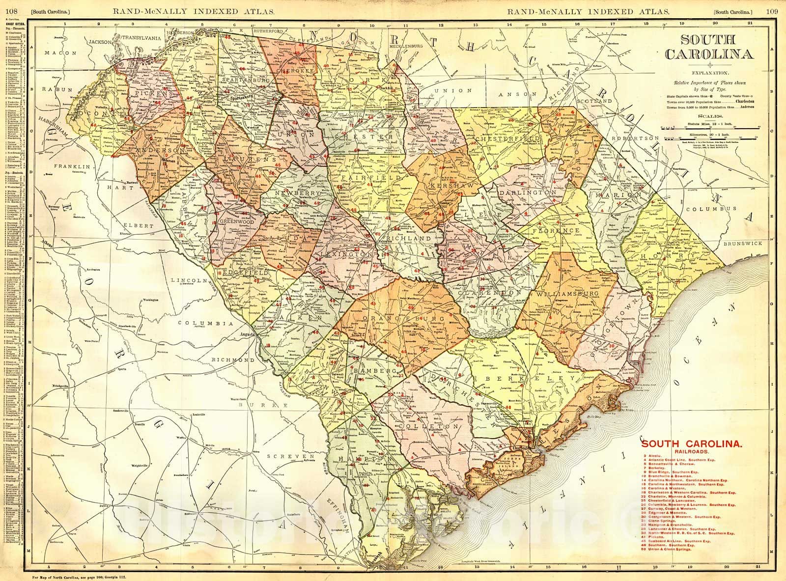 Historic Map : 1906 South Carolina : Vintage Wall Art
