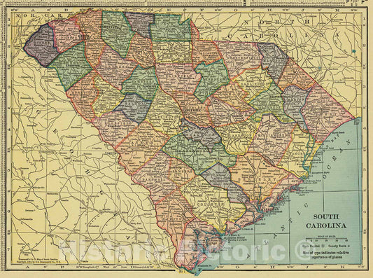 Historic Map : 1911 South Carolina : Vintage Wall Art