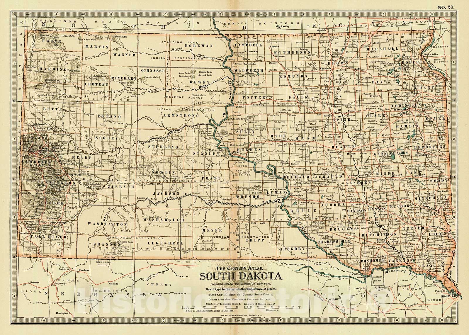 Historic Map : 1899 South Dakota : Vintage Wall Art