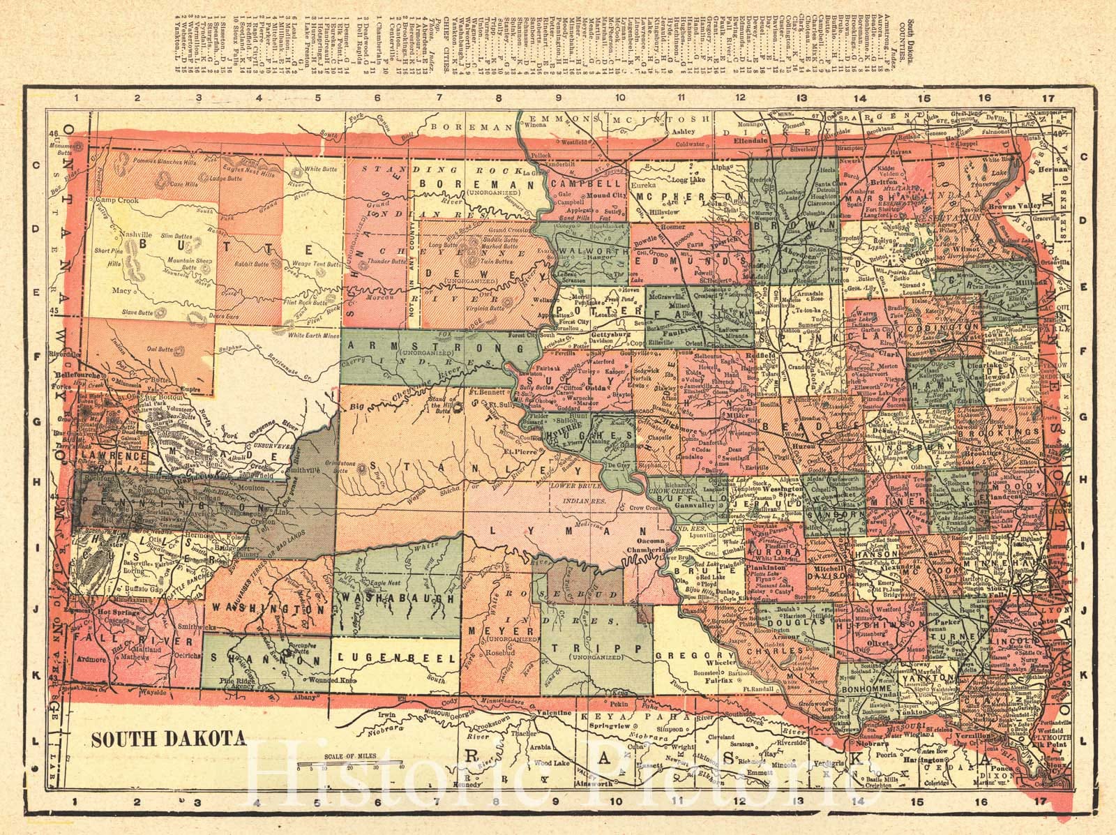 Historic Map : 1904 South Dakota : Vintage Wall Art