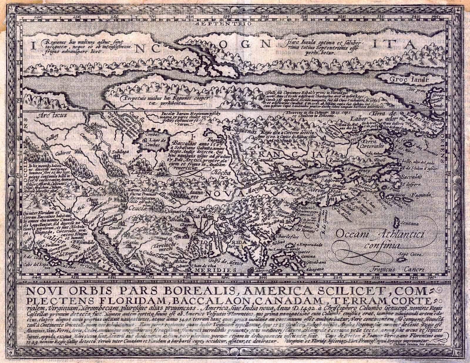 Historic Map : 1600 Novi Orbis Pars Borealis, America Scilicet : Vintage Wall Art